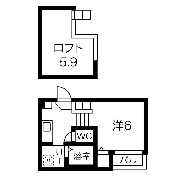 ソアレ大曽根(1K/2階)の間取り写真