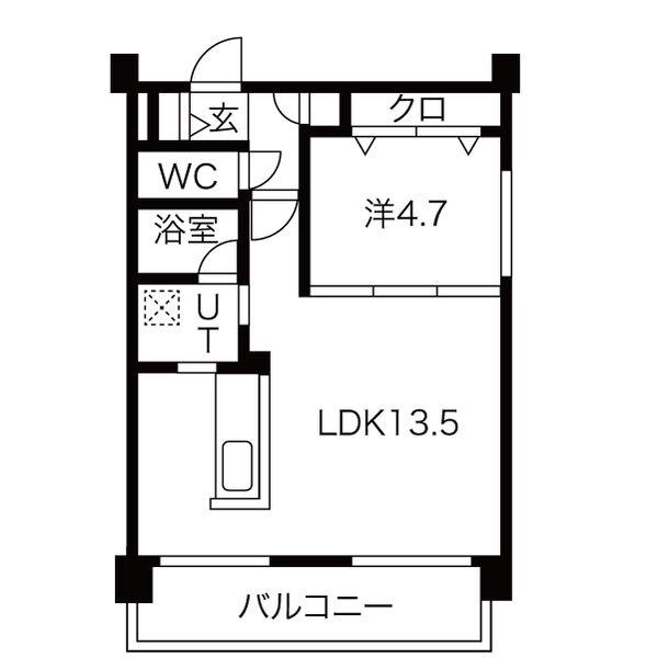ビューハイム4・6(1LDK/4階)の間取り写真