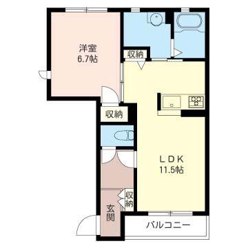 GARDEN STAGE紅葉(1LDK/1階)の間取り写真