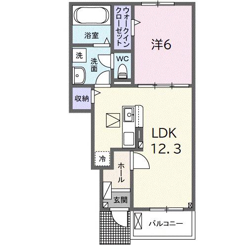 グランデフォルトーネA(1LDK/1階)の間取り写真