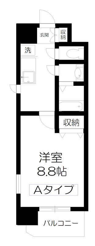 アーバンフラッツ長町(1K/3階)の間取り写真