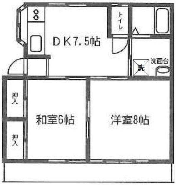 ラデヴィーナ戸塚安行(2DK/1階)の間取り写真