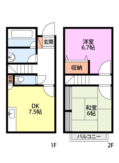 ツインピア舟入II(2DK/1階)の間取り写真
