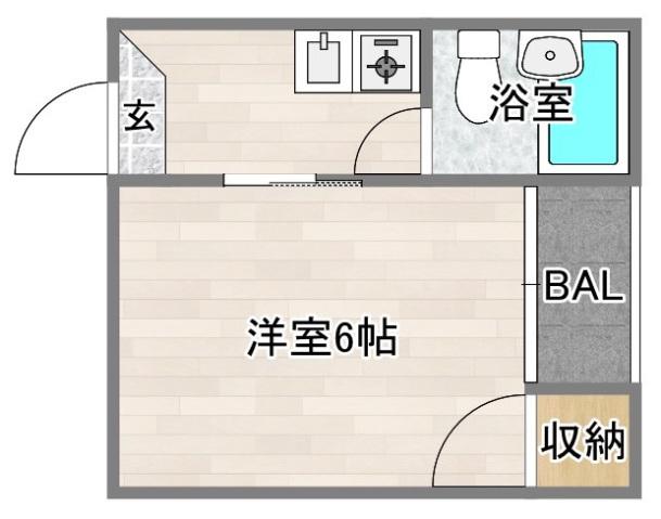 グランドムール北田辺(ワンルーム/1階)の間取り写真