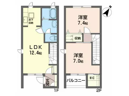 MAISON DE MOCHA 成田A(2LDK/2階)の間取り写真