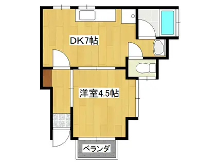 ホパトハウス若松町参番館(1DK/1階)の間取り写真