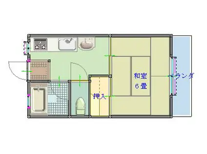 A・Yポート(1K/2階)の間取り写真