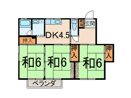 田所コーポ(3DK/1階)の間取り写真
