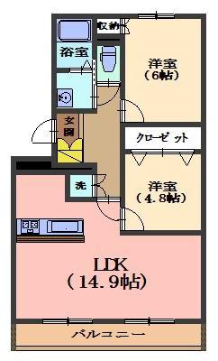 パークレジデンス(2LDK/2階)の間取り写真