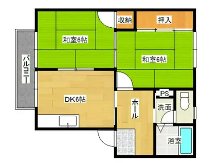 エステートピア戸坂(2DK/2階)の間取り写真