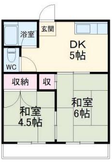 富貴荘(2DK/2階)の間取り写真