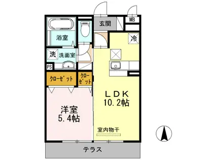 スカイパレ(1LDK/1階)の間取り写真