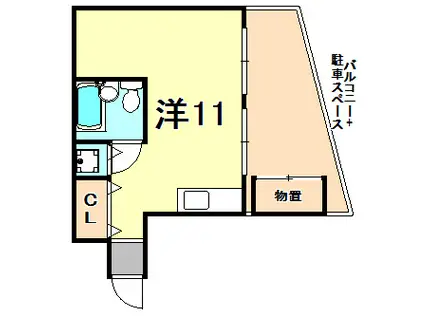 ダイアパレス新神戸(ワンルーム/1階)の間取り写真