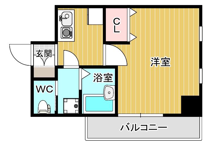 フェアリーコート歌島橋(1K/8階)の間取り写真