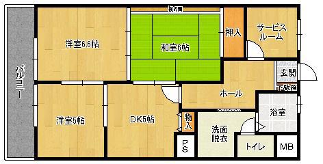 関谷ビル(3SDK/2階)の間取り写真