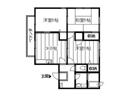 フラワーハイツ(3DK/1階)の間取り写真