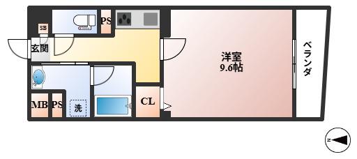GRANDIR服部(1K/1階)の間取り写真