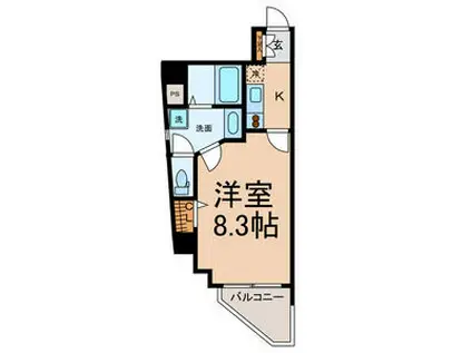 スカイコート葵(1K/8階)の間取り写真