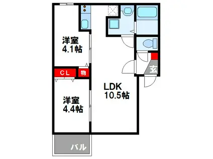 タラッタ和白(2LDK/3階)の間取り写真