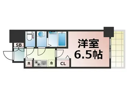 アドバンス大阪バレンシア(1K/14階)の間取り写真
