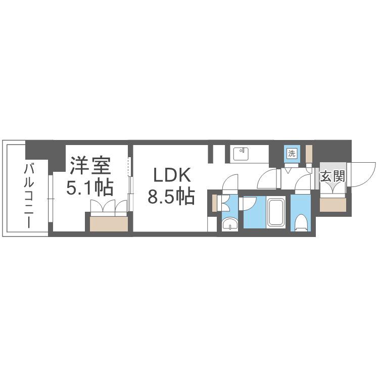 シティカレント新大阪(1LDK/10階)の間取り写真