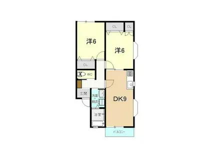 トウィンクル(2DK/2階)の間取り写真