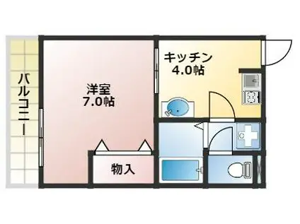 三喜ハイツ(1K/2階)の間取り写真