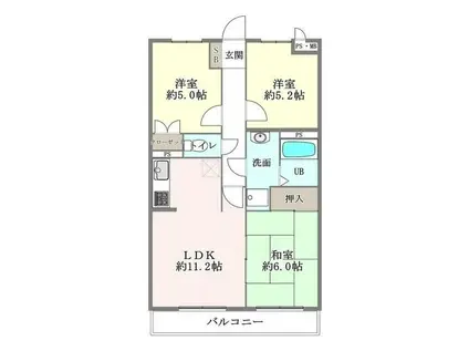 美晴マンションA棟(3LDK/1階)の間取り写真