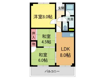 上甲東園マンション(3DK/3階)の間取り写真