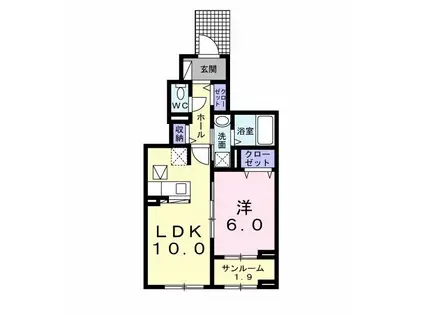 ドルチェ八幡西(1LDK/1階)の間取り写真