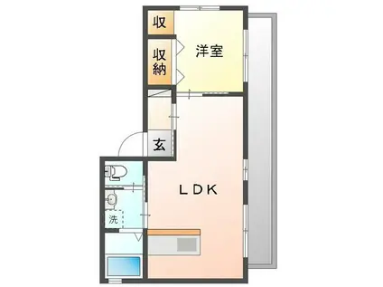 入江ビル(1LDK/4階)の間取り写真