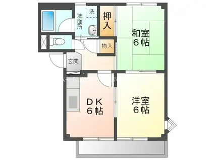 SURPLUSリーベII(2DK/1階)の間取り写真