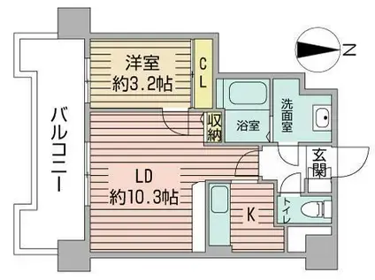 UURコート札幌北三条(1LDK/3階)の間取り写真