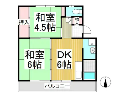 ビレッジハウス臼田第二(2DK/2階)の間取り写真