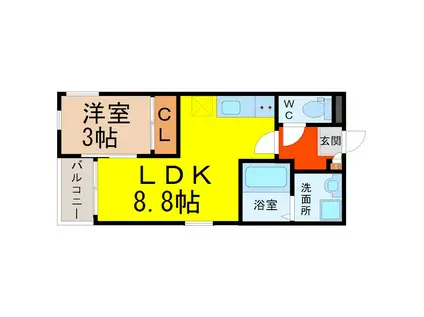 REGALEST名古屋ドーム(1LDK/1階)の間取り写真