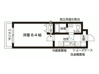 コートハウス大西II(1K/3階)の間取り写真