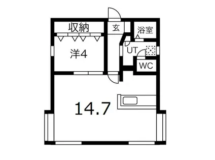 アスカハイツ平岸(1LDK/2階)の間取り写真