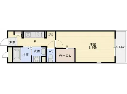 ＪＲ関西本線 柏原駅(大阪) 徒歩4分 3階建 築12年(1K/2階)の間取り写真