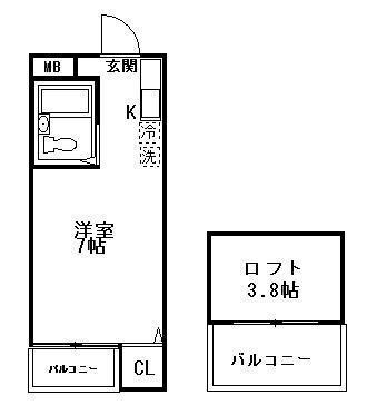 ディライトマンション(ワンルーム/4階)の間取り写真