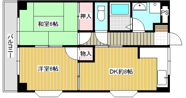 アンジェラス(2DK/3階)の間取り写真