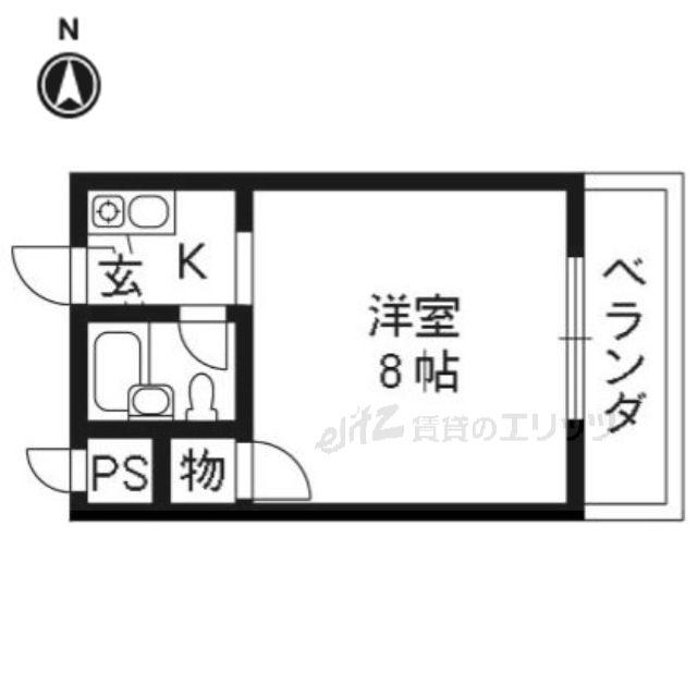 フラットピア(1K/4階)の間取り写真