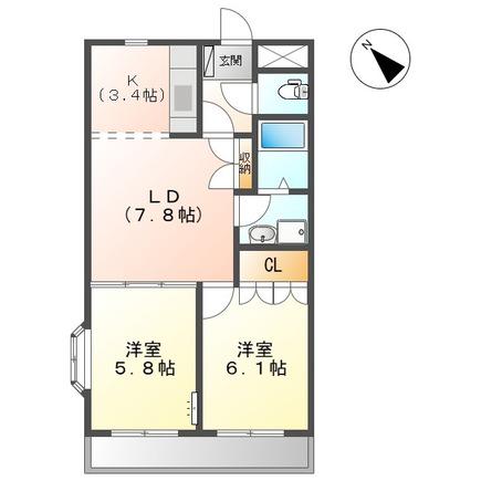 アメニティーA(2LDK/1階)の間取り写真