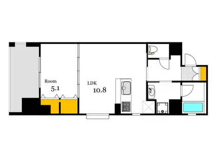 ラフィネ(1LDK/5階)の間取り写真