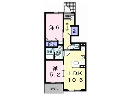 クール・ヴィヴァーチェC(2LDK/1階)の間取り写真
