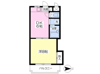 シャロム国分(1DK/4階)の間取り写真