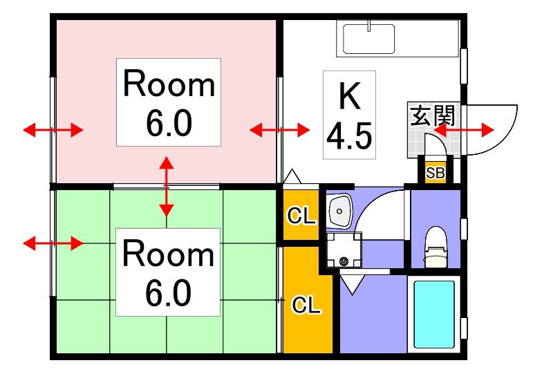 サンライフ一宮(2DK/1階)の間取り写真