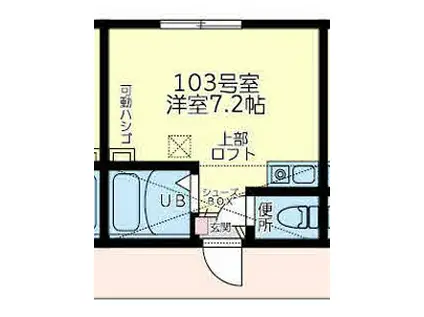 ユナイト山手ヴィットーリオ(ワンルーム/1階)の間取り写真