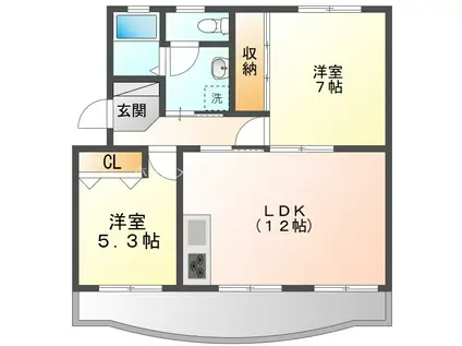 メゾン梨野(2LDK/2階)の間取り写真