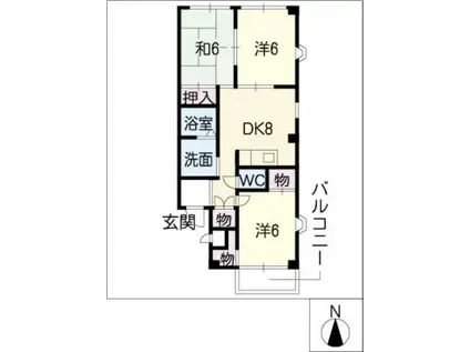 ベルトップ III(3DK/2階)の間取り写真