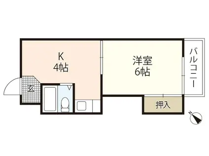 JSビル西原(1K/1階)の間取り写真